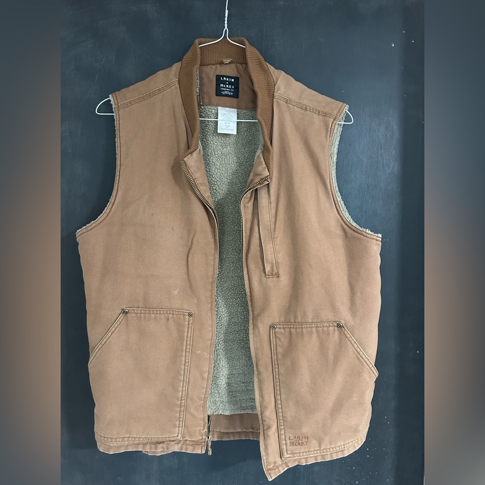 Men's Brown Vest with Fleece Lining